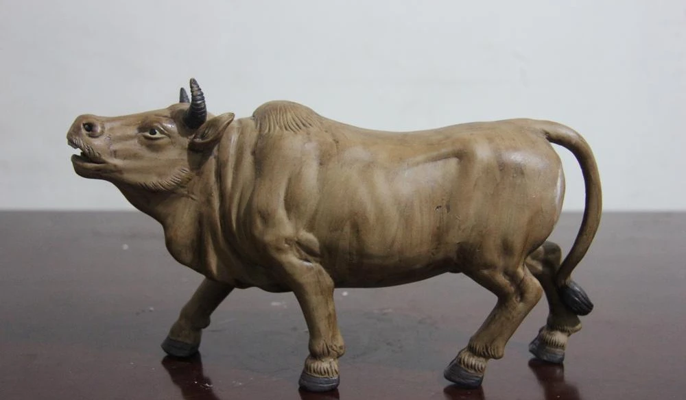 Бесплатная доставка китайский фэн шуй керамика фарфор животный Зодиак бык Мул