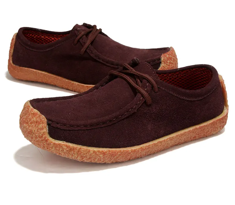 Lace up Coffee WeiDeng/повседневные женские лоферы из натуральной кожи ярких цветов на плоской подошве с мехом; мягкие теплые тапки для дома помещений; нескользящая обувь на шнуровке - Цвет: Lace up Coffee