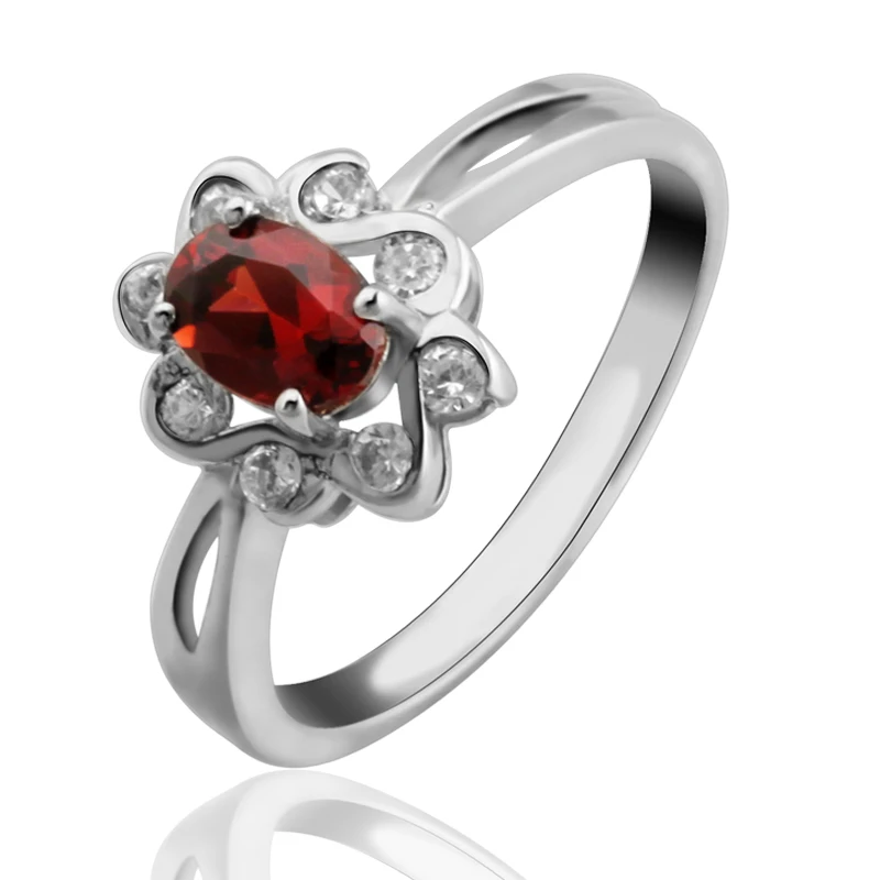 Natural Red Garnet Ring 925 Sterling silver Woman Jewelry romantic plant Fashion Handmade Birthstone gift sr0143g | Украшения и