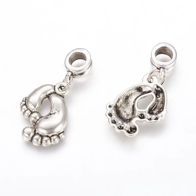 

100pcs Alloy European Dangle Beads Foot shape Metal bead for jewelry making necklace earring DIY Accessories F60