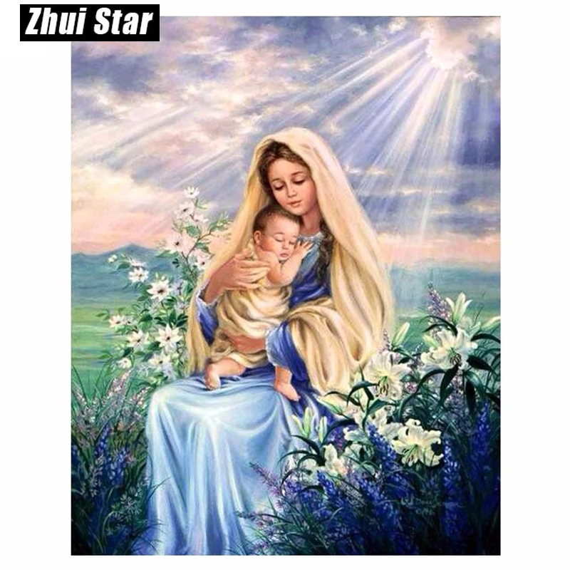 Zhui Star полная квадратная дрель 5D DIY алмазная живопись "Дева Мэри религиозная" 3D Набор для вышивки вышивка крестом, мозаичный Декор подарок VIP