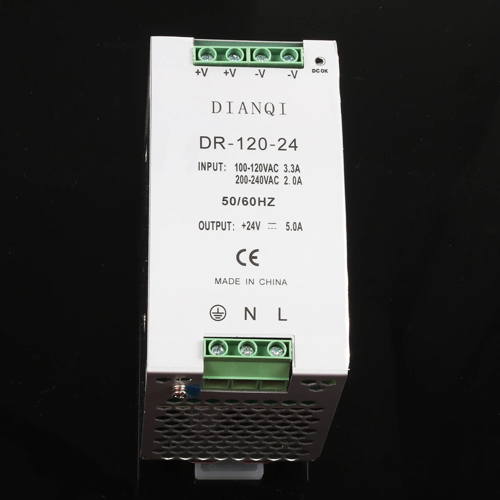 DIANQI din-рейку выключатель с одним выходом питания DR-120W 12 В 24 в 48 В ac dc преобразователь для светодиодной ленты DR-120-12 DR-120-24 48