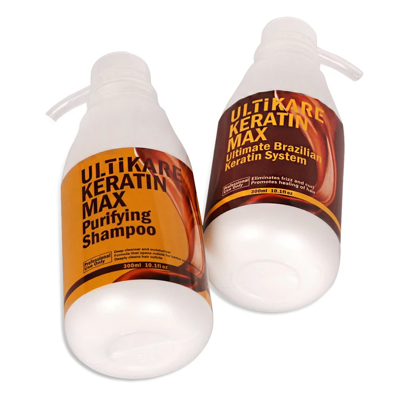 

Hair straightening Keratin Set with Hot Sale 300ml Keratin Hair Treatment and 300ml Deep Cleaning Hair Shampoo Free Shipping
