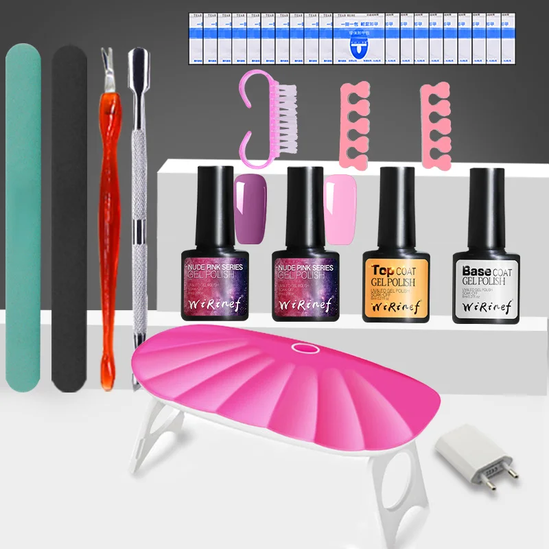 S4302 nail gel set WiRinef 3 вида сушилки для ногтей УФ светодиодный светильник полный комплект инструментов для маникюра подходит для ногтей начинающих дизайн ногтей скидка комплект - Цвет: S4302 nail gel set
