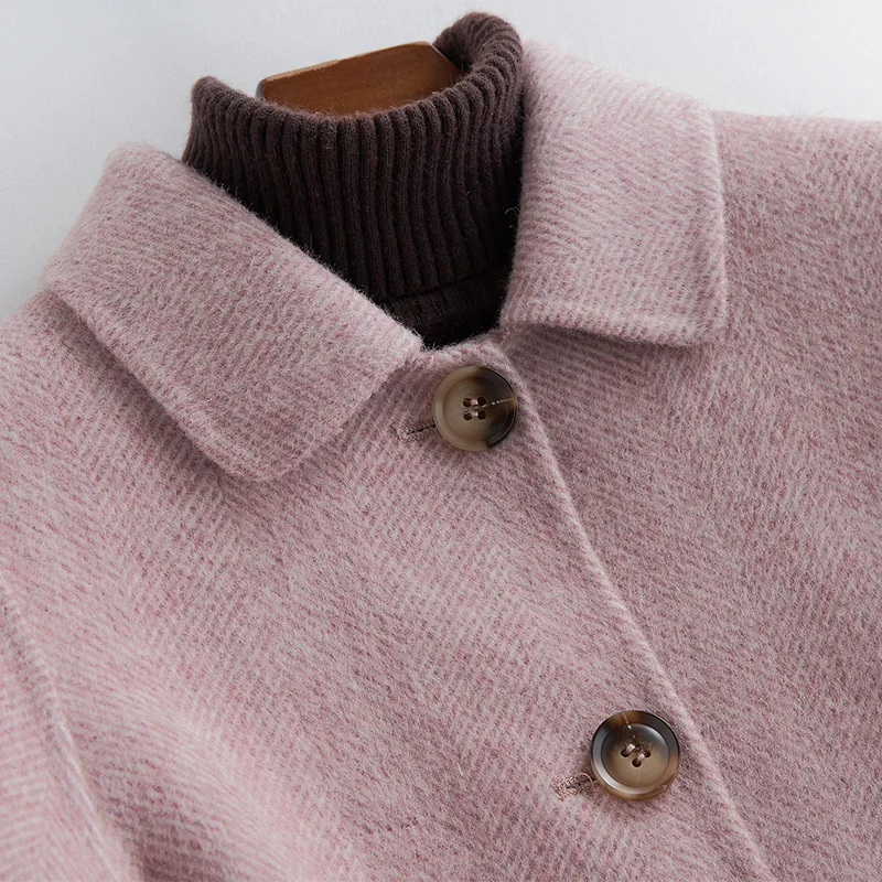 Женские пальто Tcyeek осенне-зимние шерстяные с бортами Женская длинная куртка в