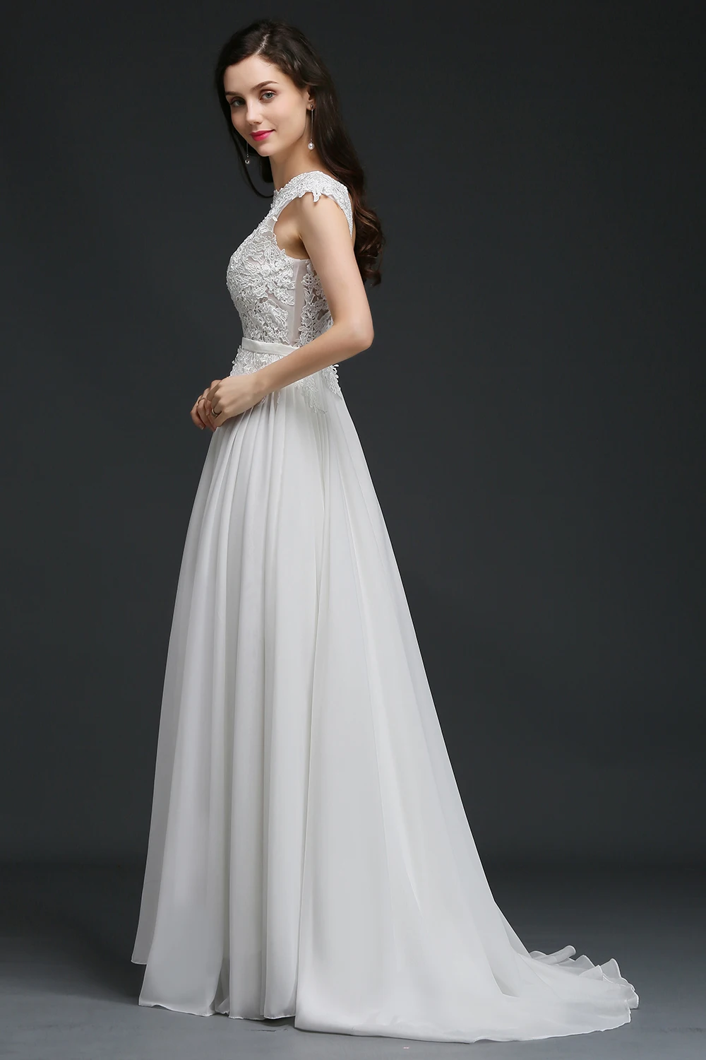 Babyonline белый/слоновая кость 2017 Кружевные шифоновые платья для пляжной свадьбы