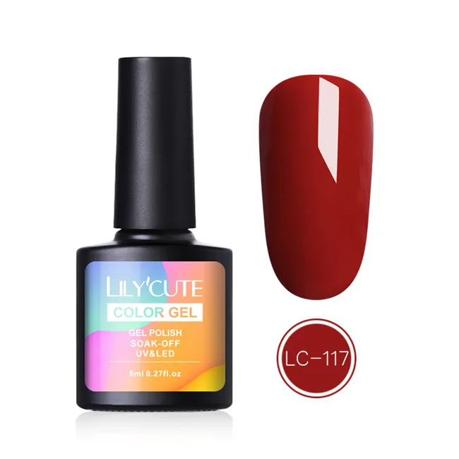 LC 117 LILYCUTE 8 мл гель для ногтей с блестками лак для живого кораллового апельсина чистый цвет для ногтей Полупостоянный отмачиваемый УФ светодиодный гель лак для ногтей - Цвет: LC 117