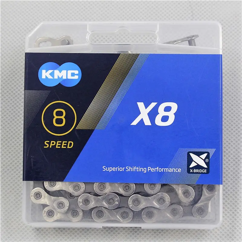 Велосипедная цепь KMC X8 X9 X10 X10SL X11 X11SL X12 7S 8S 9S 10S 11S 12S для MTB/шоссейного велосипеда Shimano/SRAM 8 9 10 11 скорость 116л/цепь - Цвет: X8 8S 116L