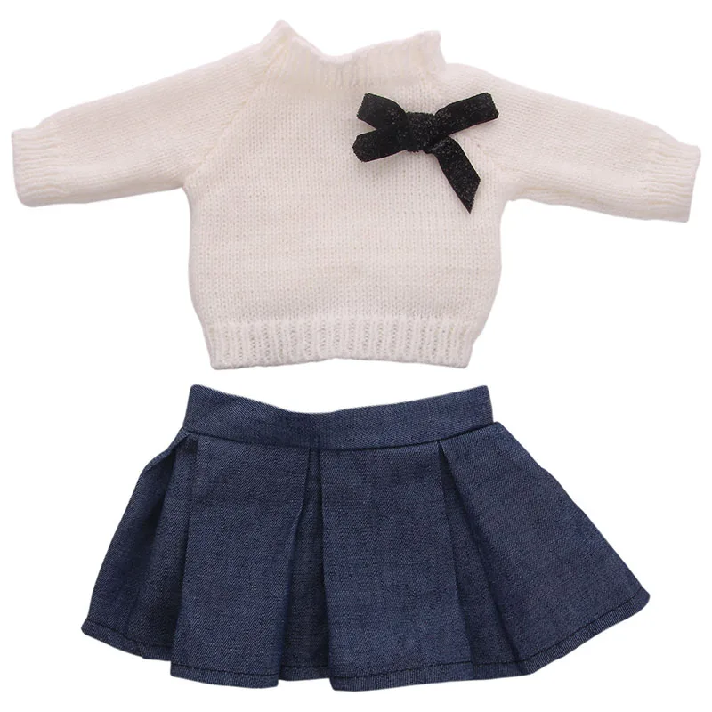 Новый стильный популярный 3 цвета свитер с бантом + юбка для куклы 18 дюймов/43 см