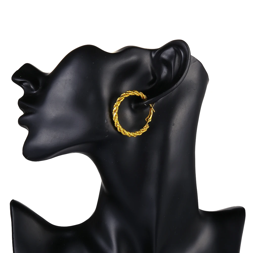 Серьги-кольца женские Геометрические золотистые E111 | Украшения и аксессуары