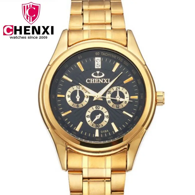 CHENXI Full Gold Watch Mens Watches Top Brand Luxury Waterproof Quartz watch Steel Wrist for Men relojes hombre PENGNATATE|watch brand men|watch