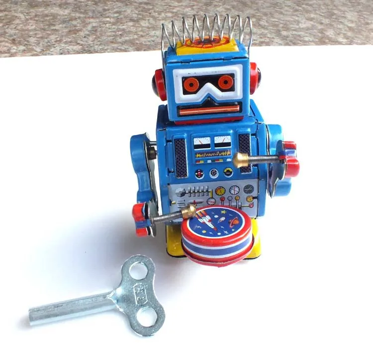 Newest Design Retro Styles beating drum Robot Tinplate Clockwork toy for Kids Classic Toys | Игрушки и хобби