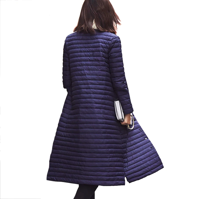 Ультра Легкая зимняя куртка пуховик для женщин с длинным фугу пальто размера
