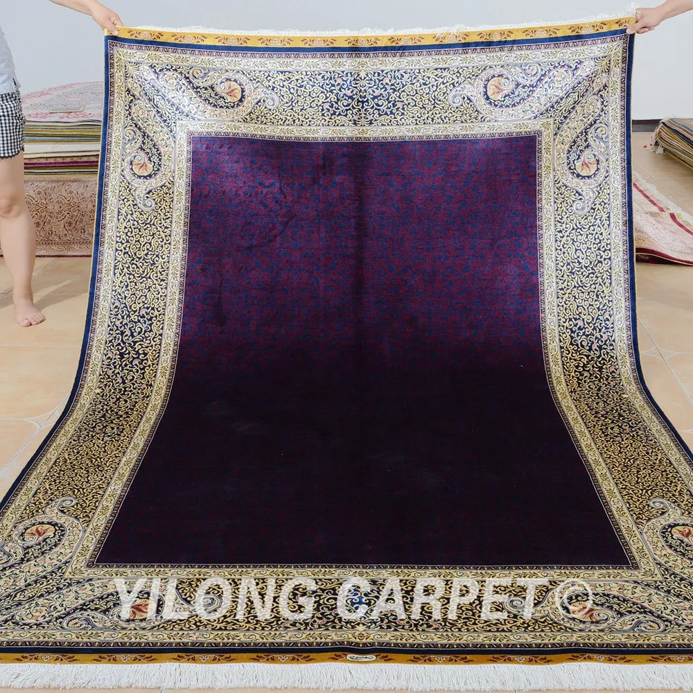 Шелковые турецкие ковры Yilong 5 'x 8' фиолетовый прямоугольный Восточный
