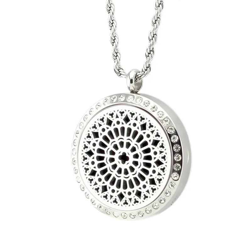 

(10 Free Pads) Magnetic Diffuser Locket Stainless Steel Aromatherapy Essential Oil Diffuser Locket Pendants 2pcs