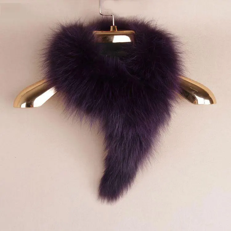 SCF021 подлинное натуральное из енота, лисы, шарф с мехом, шарфы, шейный утеплитель, накидка, шаль-пончо, палантин - Цвет: purple