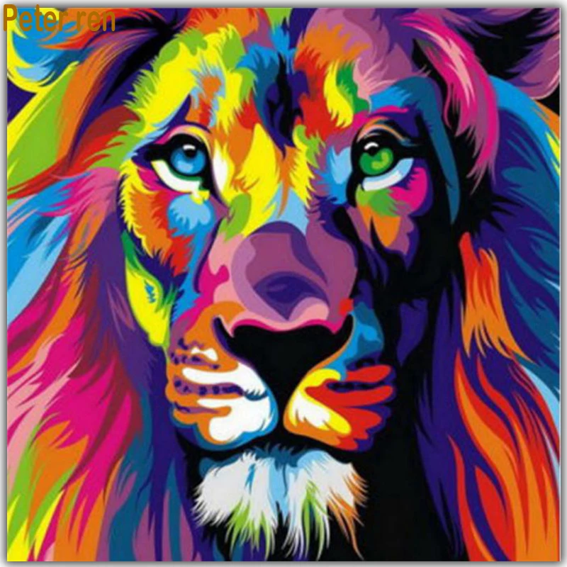 

DIY Crafts 100% Full Square Diamond Embroidery Lion color Painting Cross Sittch 3D crystal Mosaic Picture of Rhinestones mazayka