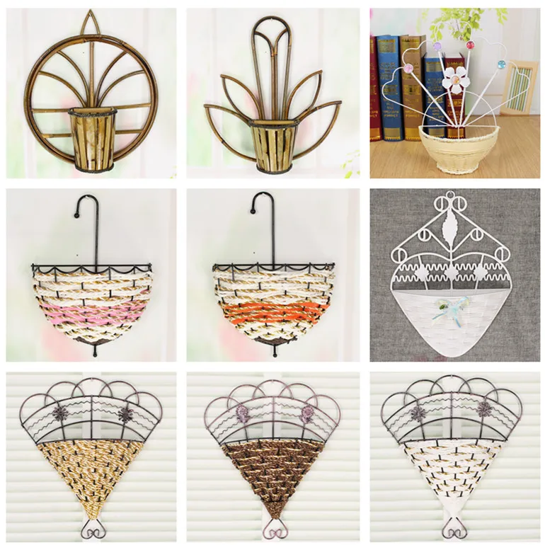 

Simulation wall hanging iron flower rattan flower basketsWall decoration hanging flower