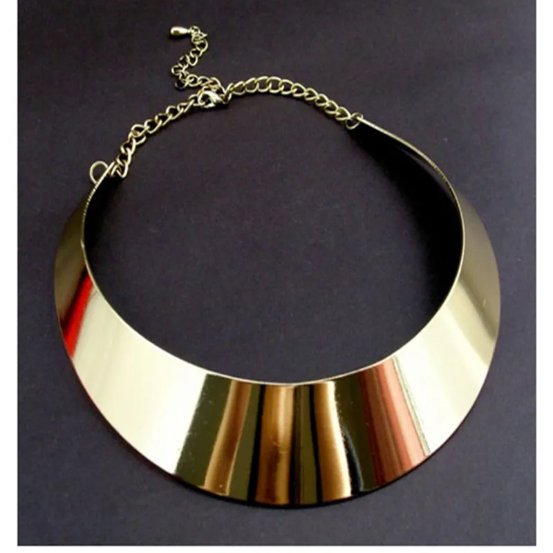 Панк ошейник ожерелье золотой цветной Maxi Большой Круг Металлические ожерелья