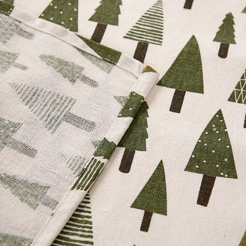 Скатерть прямоугольная из хлопка и льна с принтом зеленых деревьев|linen table cloth|table