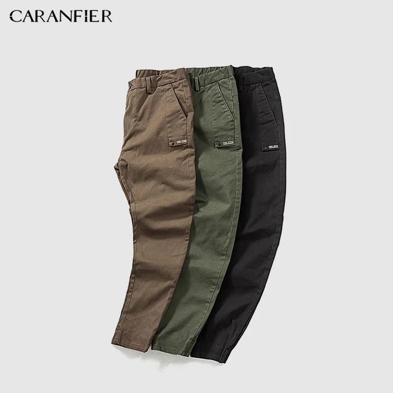 CARANFIER/осенние классические повседневные брюки мужские хлопковые брюки эластичные брюки, облегающие брюки, модные мужские брюки