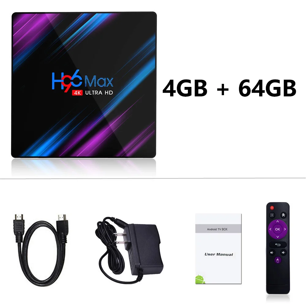 4GB 64GB LEMFO H96 Max Smart tv Box Android 9,0 RK3318 4 ГБ 32 ГБ 64 Гб 4K HDR 2,4G и 5G Wifi BT4.0 USB 3,0 Airplay Goole Play телеприставка - Цвет: 4GB 64GB