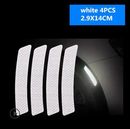 White 4pcs 4 шт. автомобиля двери безопасности анти-столкновения предупреждающие светоотражающие наклейки для Mercedes Benz W202 W220 W204 W203 W210 W124 W211 AMG CLK - Цвет: White 4pcs