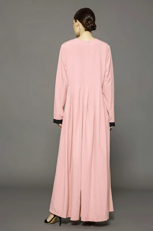 Мусульманская абайя для женщин розовое мусульманское платье с длинным рукавом