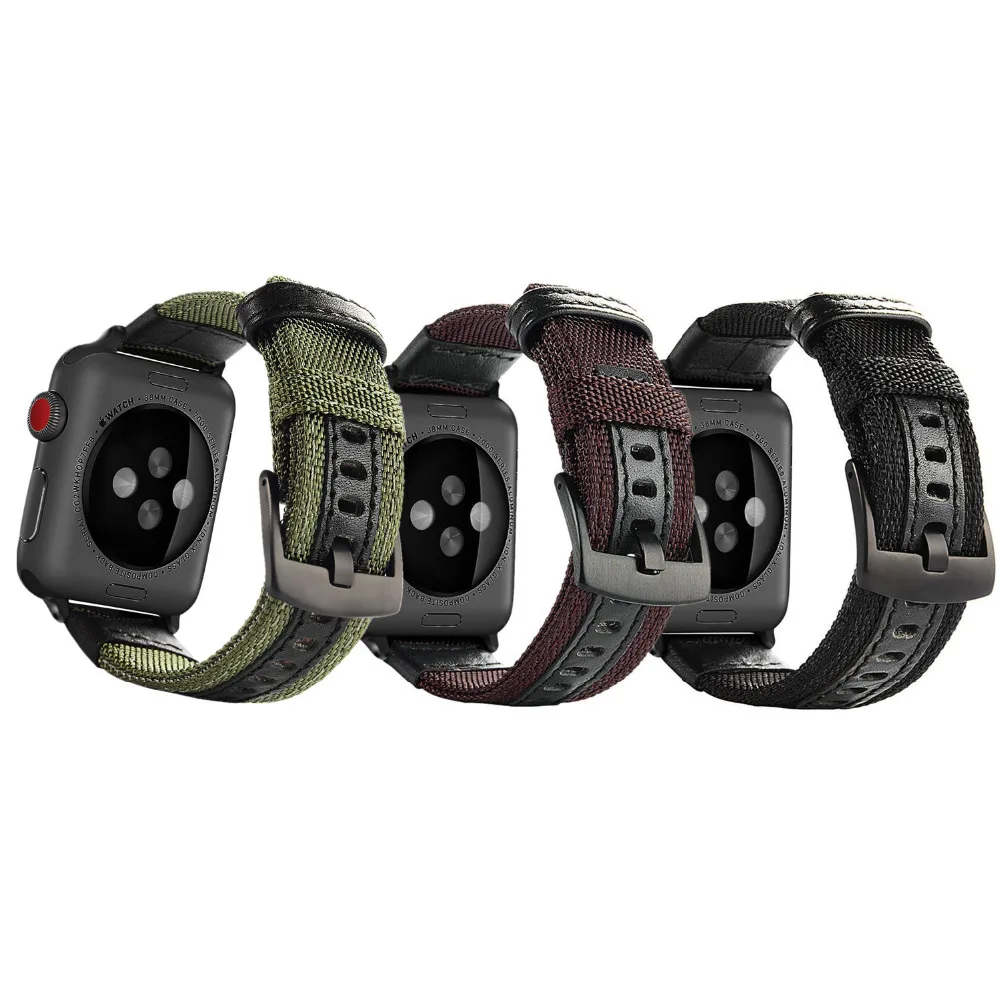 

Ремешок нейлоновый и кожаный для apple watch series 6 5 4 3 se iWatch band 38 мм 42 мм, браслет для Apple watch series 3 4 se 6 40 мм 44 мм