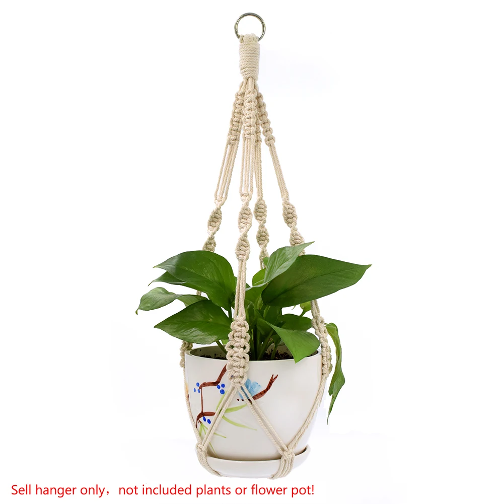Type C 51cm WITUSE 1 шт. макраме вешалка для растений крючок 4 Ноги ретро цветочный горшок подвесной веревочный держатель гирлянда домашний сад балкон украшения стены искусства - Цвет: Type C 51cm