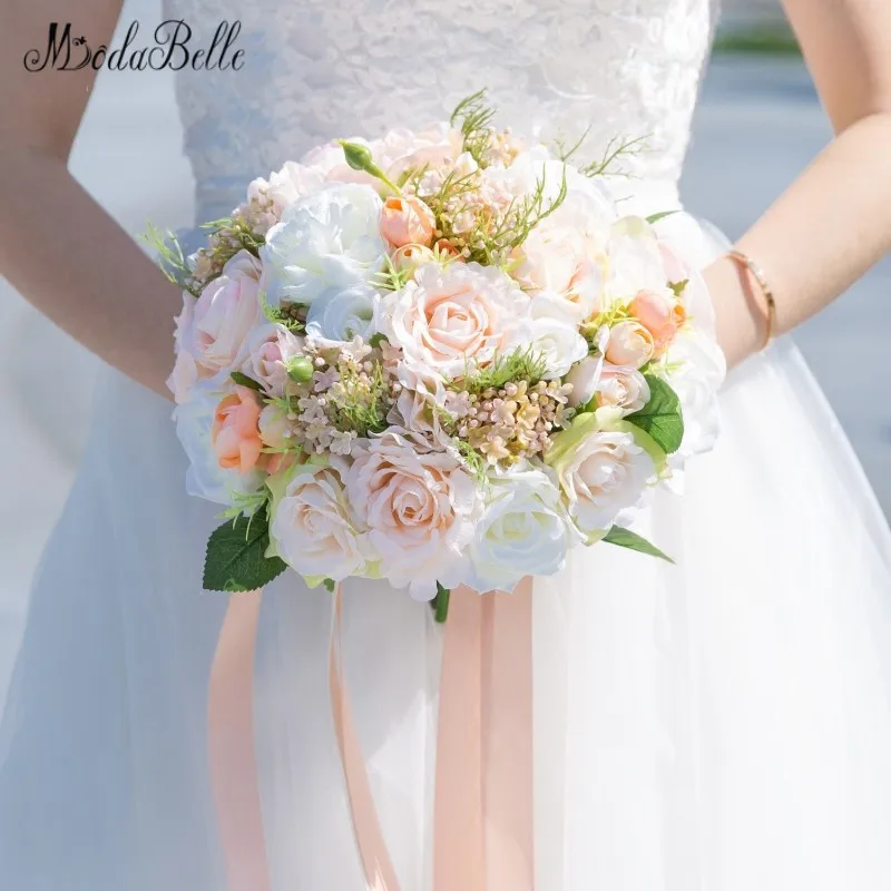 Modabelle шампанское роза искусственный букет невесты белый цветок свадебные букеты