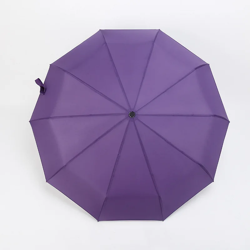 purple 10 ребер полностью автоматический мужской коммерческий компактный большой прочный каркас ветрозащитный Нежный черный три складные зонты дождевик - Цвет: purple