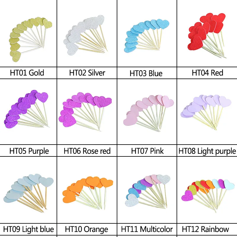 4 шт. разноцветный Блестящий кекс в форме сердца стикер-Топпер флаг для детей