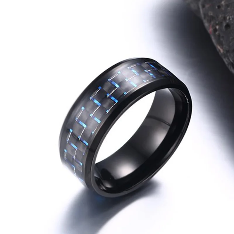 Кольцо с инкрустацией из карбонового волокна для мужчин и женщин 1 шт. простое
