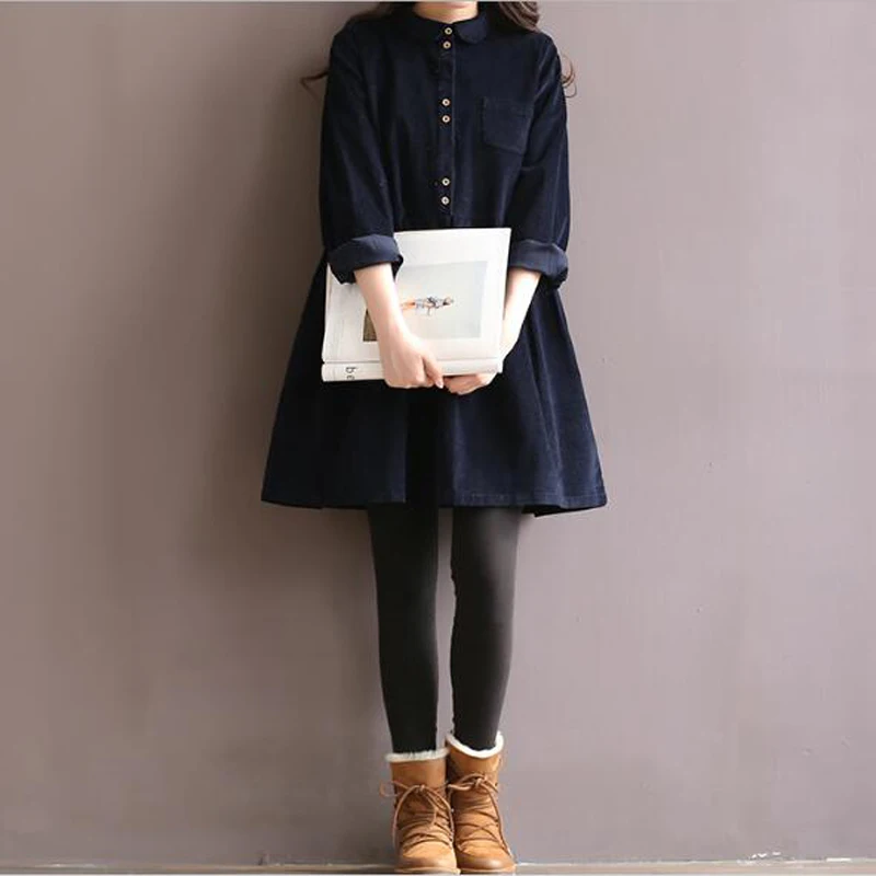 Осень и весна вельвет платье с воротничком для куклы костюмы женщин 100% хлопковое