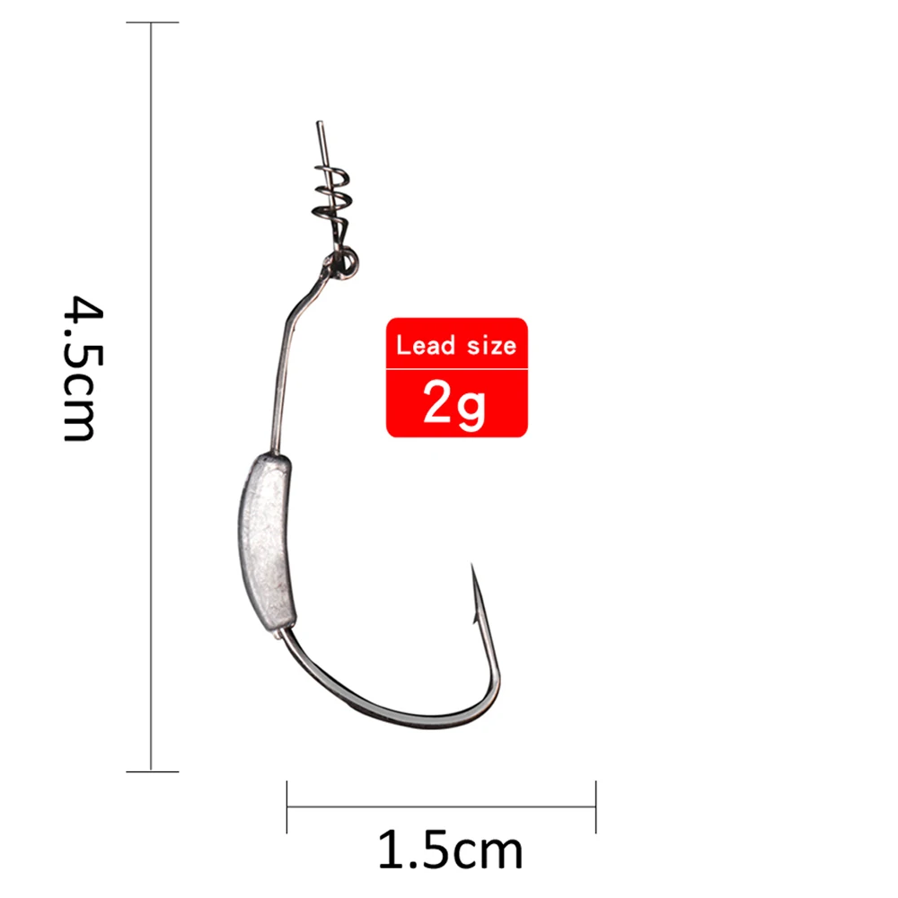 LUSHAZER 5 шт./лот, свинцовая головка, крючок для рыбы, 2 г-25 г, рыболовные крючки для мягкой рыбалки, приманка из углеродистой стали, крючки, рыболовный крючок - Цвет: Lead size 2g