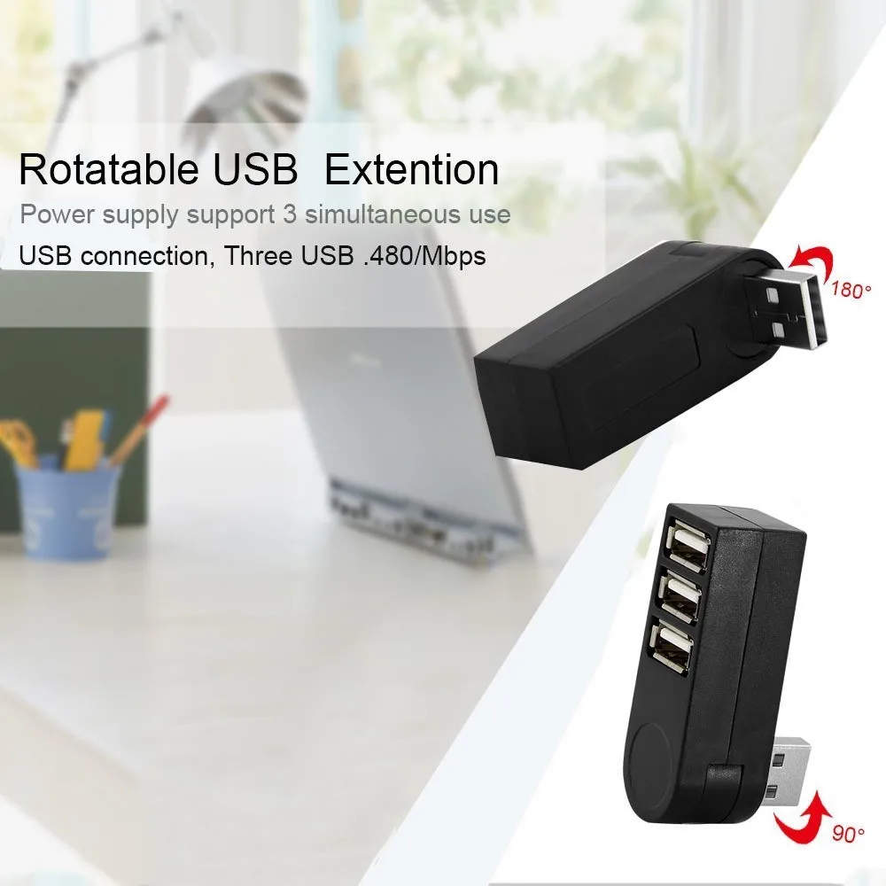 CHYI микро мульти порт Usb 2 0 хаб 3 порта мини вращающийся Usb2.0 способный сплиттер ПК