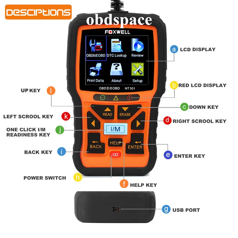 FOXWELL NT301 OBD диагностики OP COM Автосканер Автомобильное устройство чтения кода