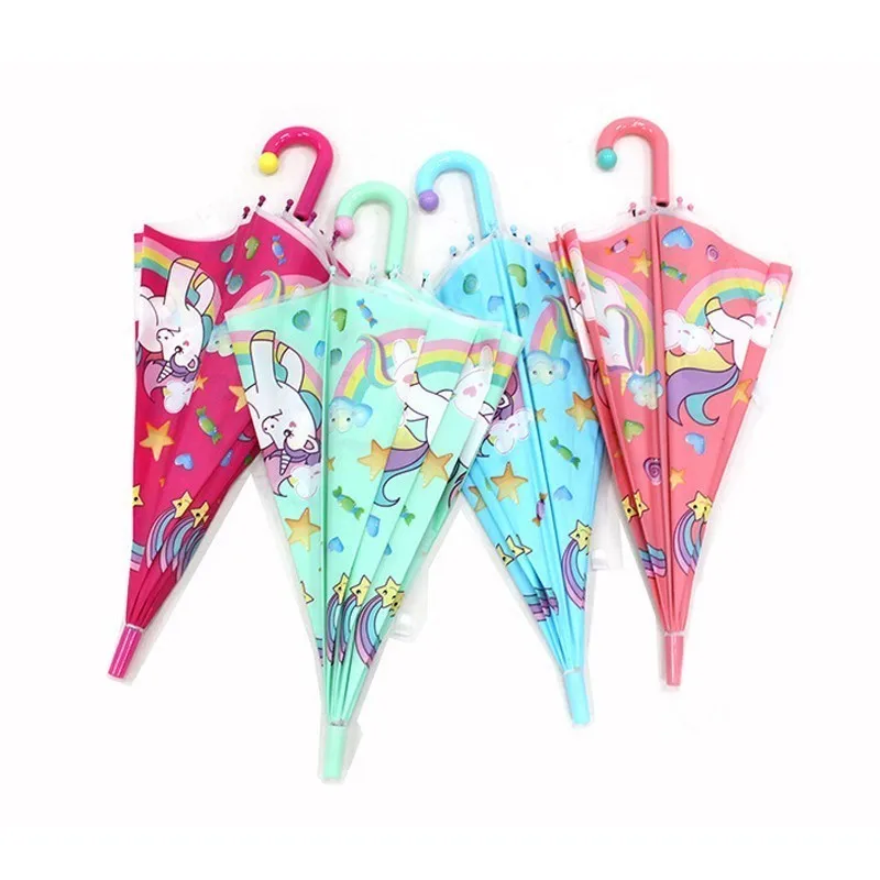 Детский зонт с единорогом милые Прозрачные Зонтики полуавтоматический детский