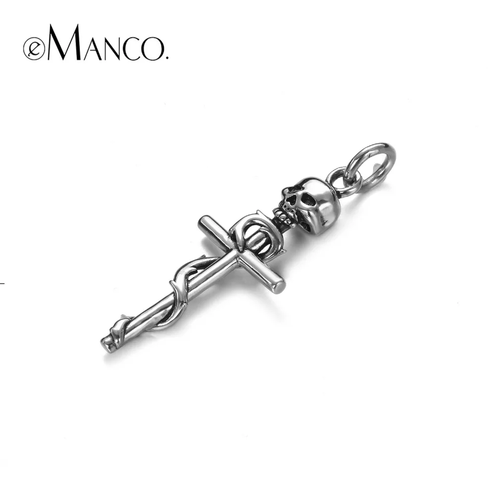E-Manco 925 пробы Серебряный Готический Череп Подвески оптовая торговля ветка крест