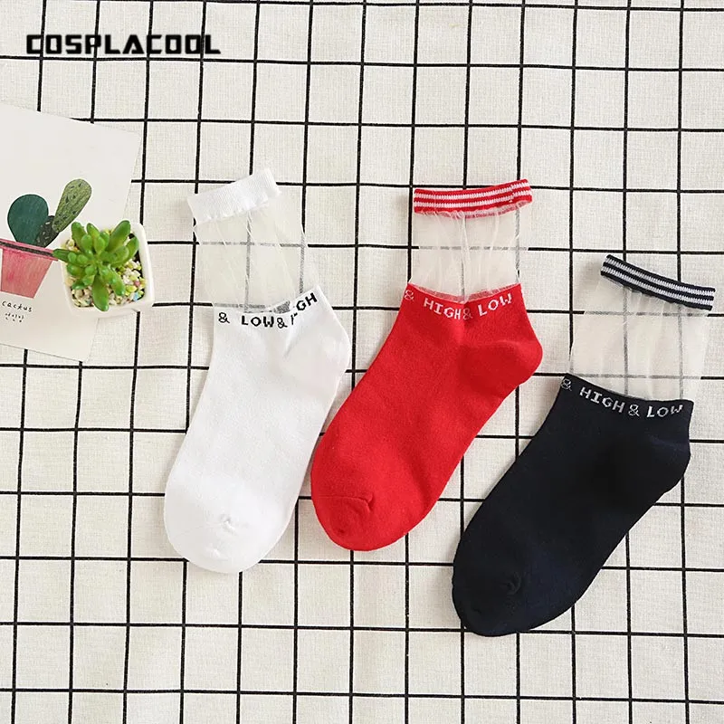 [COSPLACOOL] 4 пары/подарок сексуальные прозрачные носки с буквами для принцесс