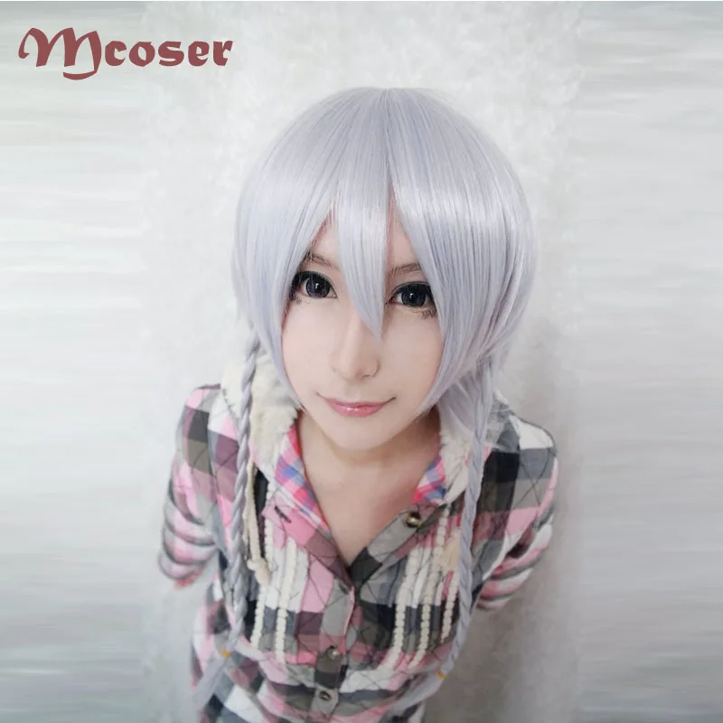 MCOSER горячая Распродажа 60 см Средний Touhou проект-Izayoi Sakuya Серый косплей костюм парик