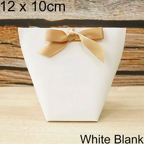 12x10cm Blank White 5 шт. высококлассные черно-белые бронзовые "Merci" Сумки для конфет французские спасибо Свадебные сувениры Подарочная коробка посылка на день рождения - Цвет: 12x10cm Blank White