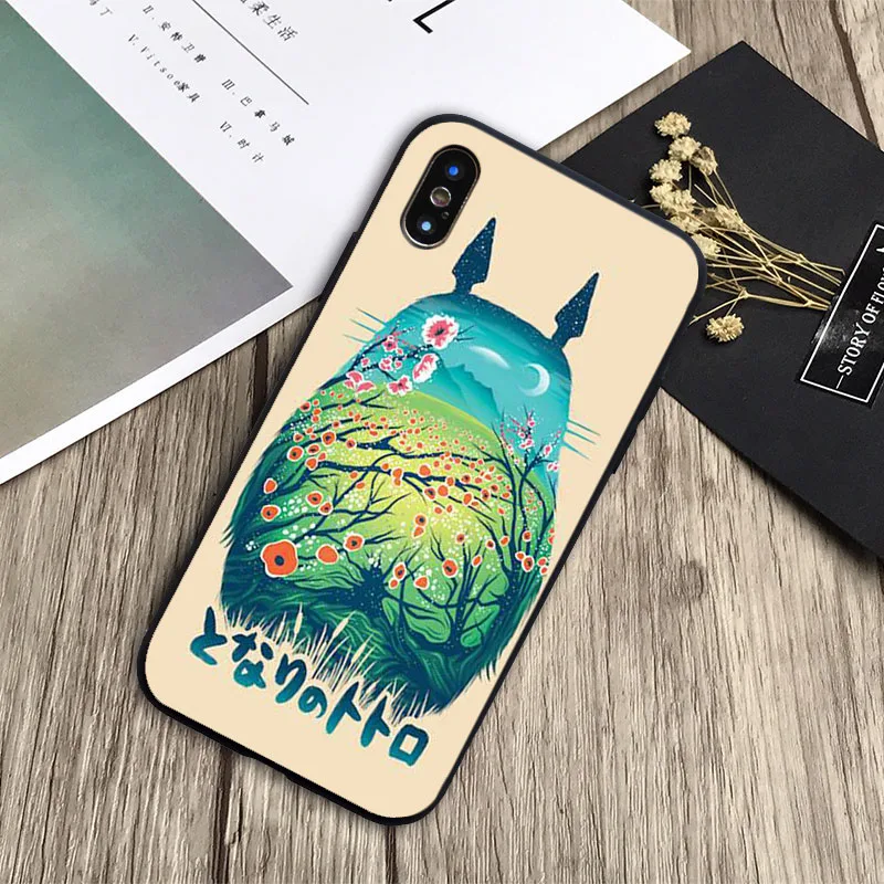 Мой сосед доставляет Тоторо из аниме чехол черный для телефона iPhone 6 6plus 7 8plus 5 5S SE X