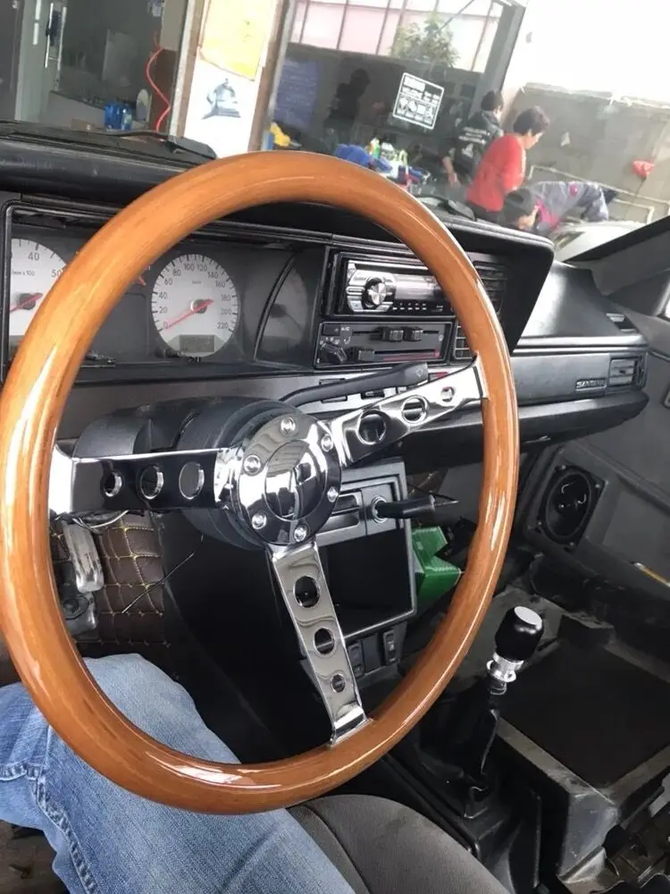 380 мм деревянное рулевое колесо 1" автомобили для классических автомобилей деревянный материал с хромированным серебристым спицевым рулевым колесом абсолютно стиль