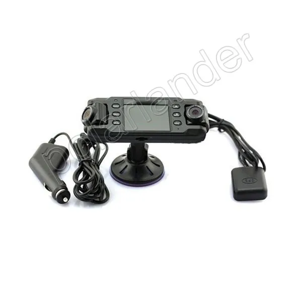 

HD Car DVR GPS logger 2.3 inch G-sensor vehicle camera video recoder camcorder 140 degree wide angle dual lens