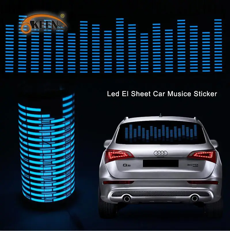 OKEEN 70*16 автомобиль-Стайлинг музыка автомобиля стикер Музыка Эквалайзер на заднее стекло светильник для автомобиля rgb led контроллер декоративные лампы - Испускаемый цвет: blue set