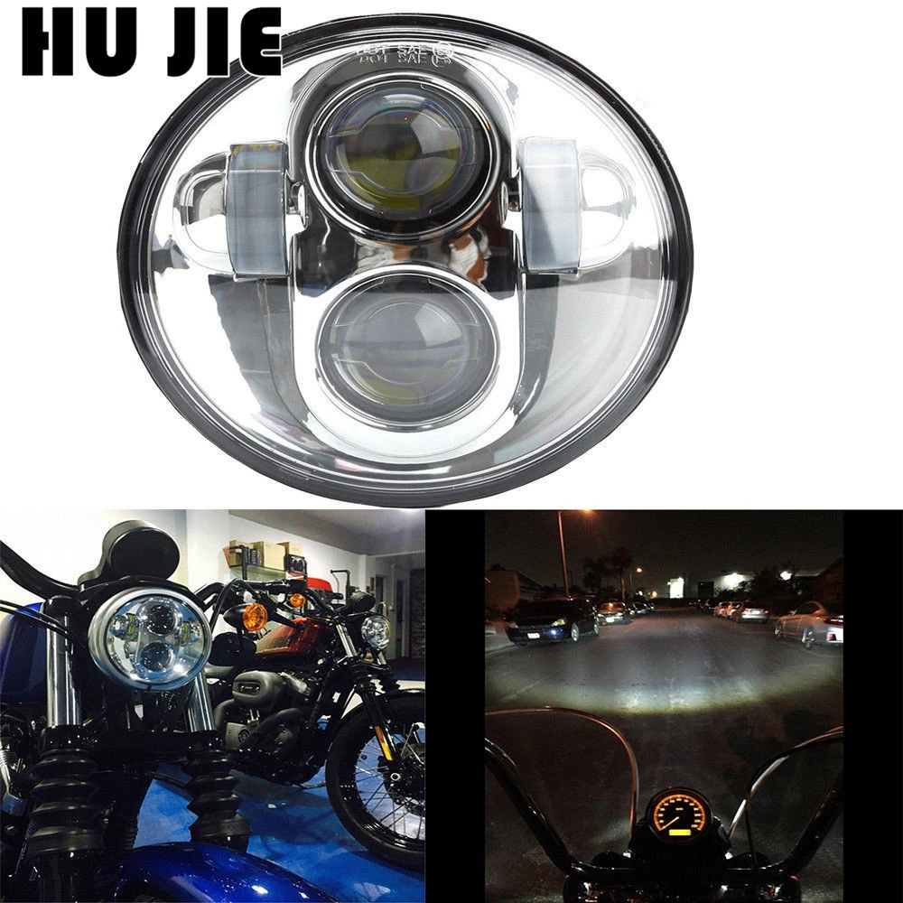 

Motorcycle Chrome 5.75 inch LED Round Motorcycle Headlight For Sportster XL1200C XL883C 1200 883 1998 - Later