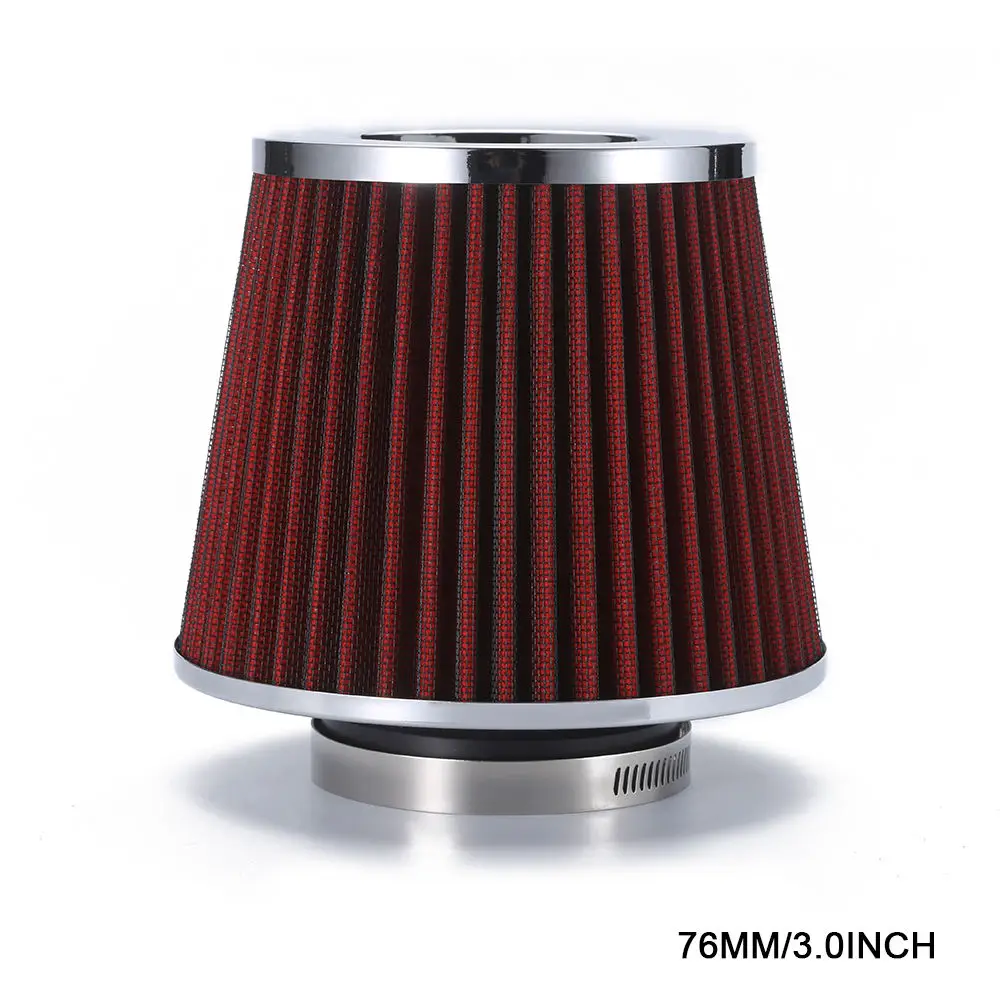 76MM-RED R-EP автомобиля Универсальный воздушный фильтр 2,5/2,75/3 дюймов для холодного воздуха высокий поток 65 мм/70 мм 76 мм дроссельной заслонки производительность фильтры сапуна - Цвет: 76MM-RED