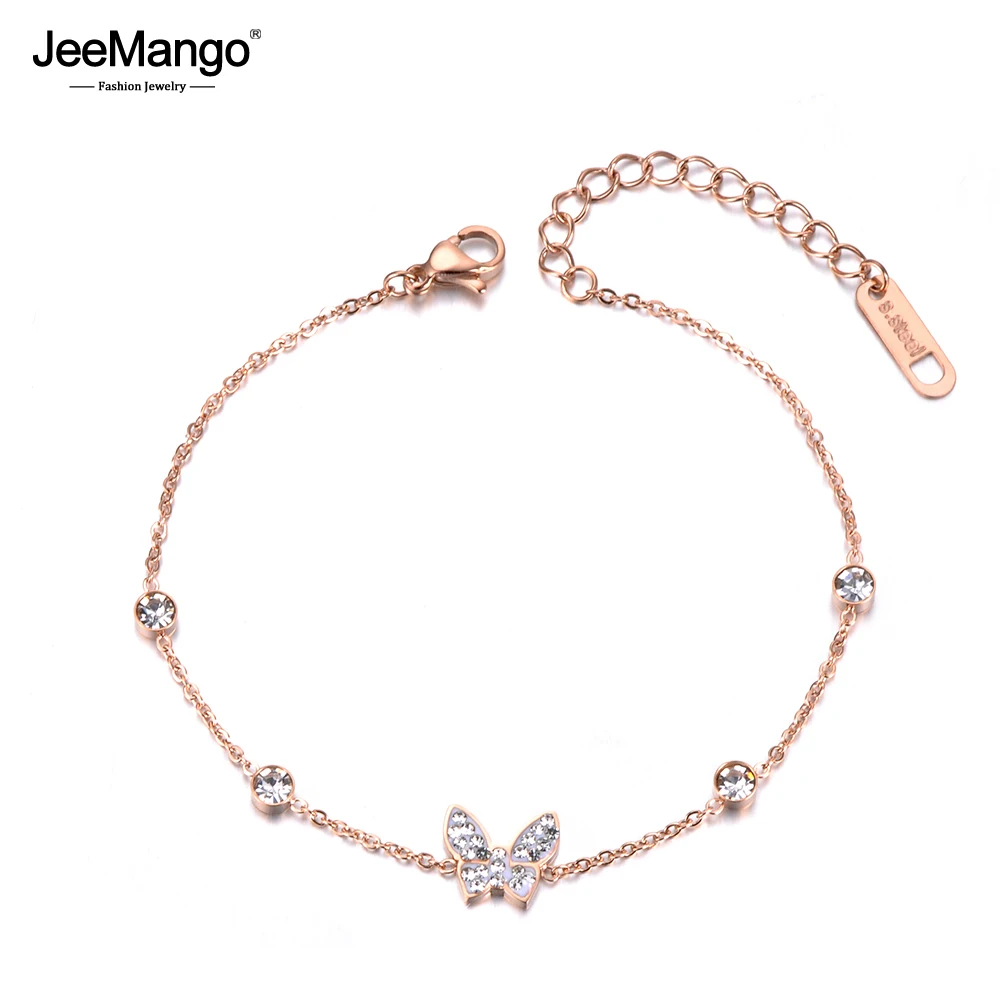 Браслет JeeMango в богемном стиле с кристаллами и бабочками браслет-цепочка из